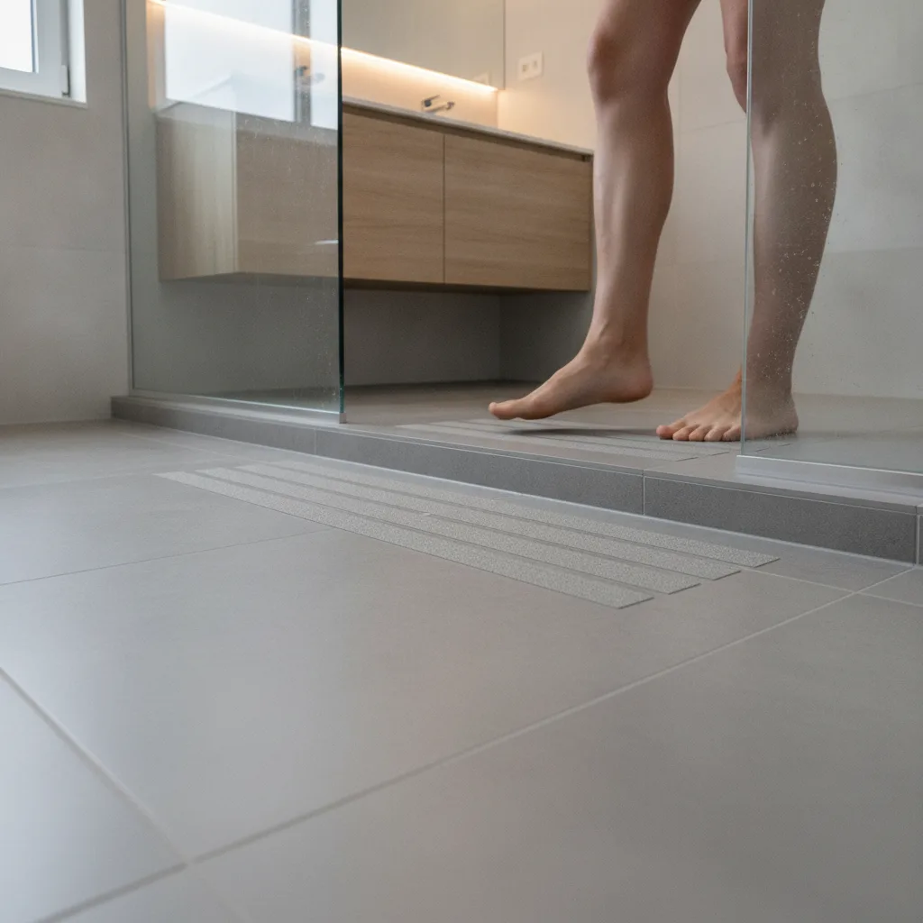 bande antidérapante sur carrelage